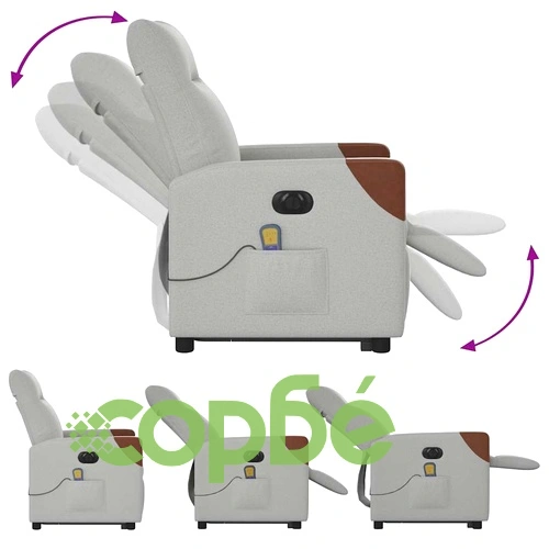 Електрически изправящ масажен реклайнер стол облачносив текстил ➤ топ цена ➤ sorbe.bg