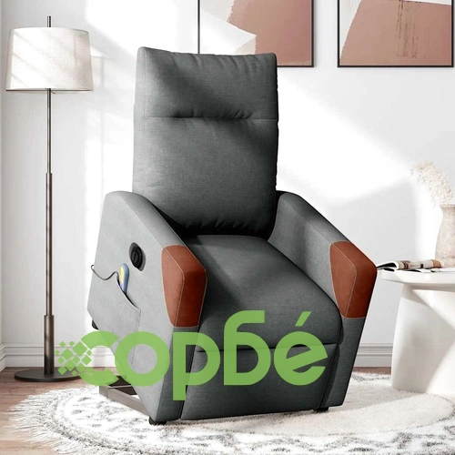 Електрически изправящ масажен реклайнер стол тъмносив текстил ➤ топ цена ➤ sorbe.bg