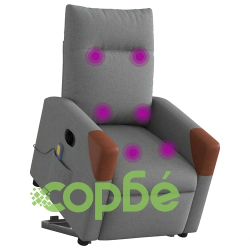 Електрически изправящ масажен реклайнер стол тъмносив текстил ➤ топ цена ➤ sorbe.bg