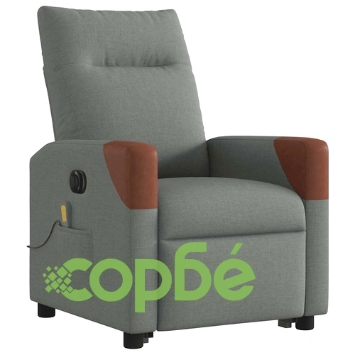 Електрически изправящ масажен реклайнер стол тъмносив текстил ➤ топ цена ➤ sorbe.bg