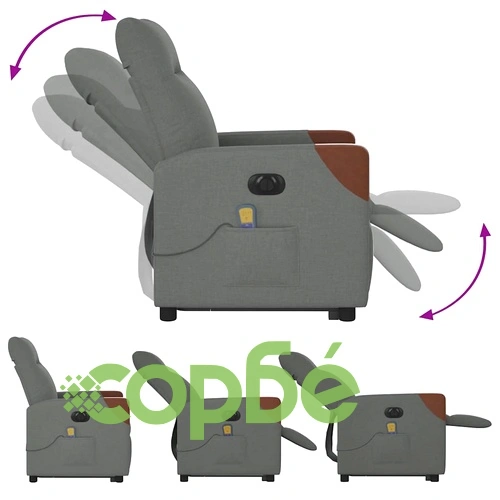 Електрически изправящ масажен реклайнер стол тъмносив текстил ➤ топ цена ➤ sorbe.bg