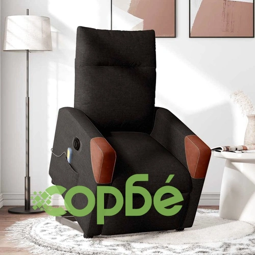 Електрически изправящ масажен реклайнер стол черен текстил ➤ топ цена ➤ sorbe.bg