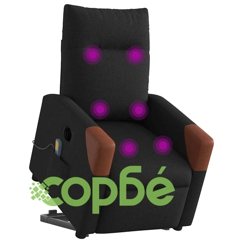 Електрически изправящ масажен реклайнер стол черен текстил ➤ топ цена ➤ sorbe.bg