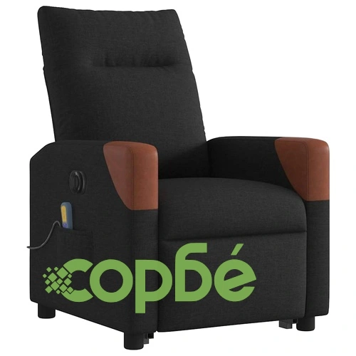 Електрически изправящ масажен реклайнер стол черен текстил ➤ топ цена ➤ sorbe.bg