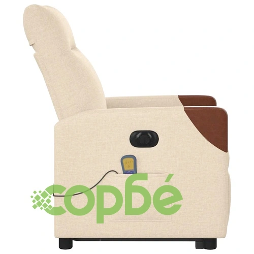 Електрически изправящ масажен реклайнер стол кремав текстил ➤ топ цена ➤ sorbe.bg