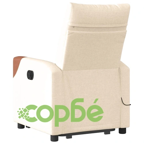 Електрически изправящ масажен реклайнер стол кремав текстил ➤ топ цена ➤ sorbe.bg