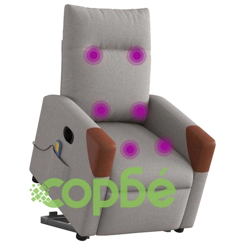 Електрически изправящ масажен реклайнер стол таупе текстил ➤ топ цена ➤ sorbe.bg