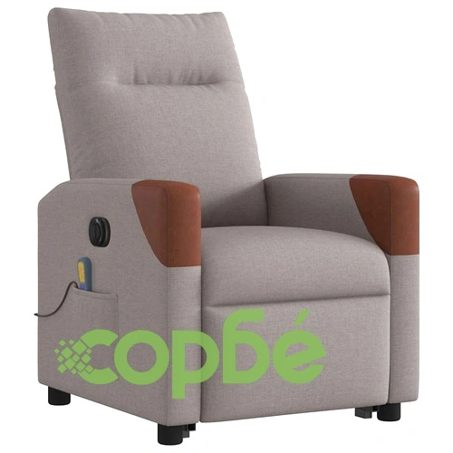 Електрически изправящ масажен реклайнер стол таупе текстил ➤ топ цена ➤ sorbe.bg