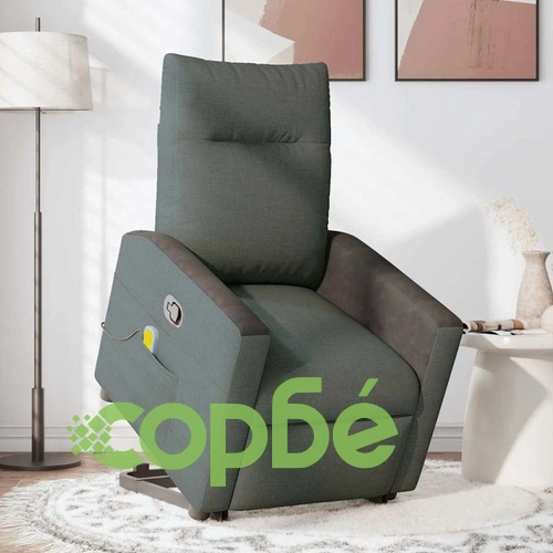 Изправящ масажен реклайнер стол,тъмносив, текстил ➤ топ цена ➤ sorbe.bg