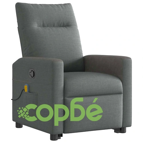 Изправящ масажен реклайнер стол,тъмносив, текстил ➤ топ цена ➤ sorbe.bg