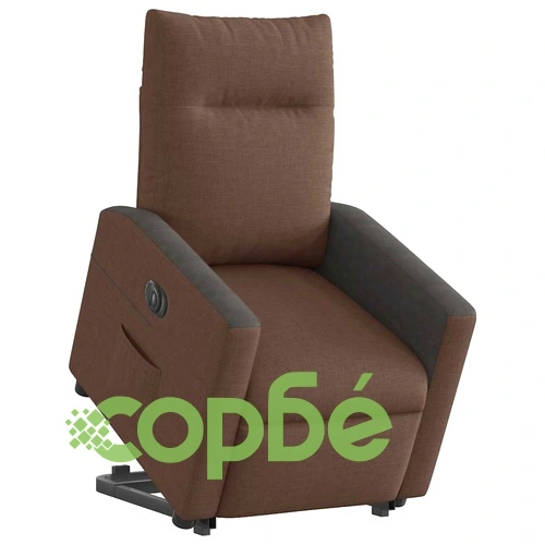 Електрически изправящ реклайнер стол, кафяв, текстил ➤ топ цена ➤ sorbe.bg