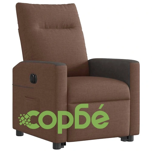 Електрически изправящ реклайнер стол, кафяв, текстил ➤ топ цена ➤ sorbe.bg