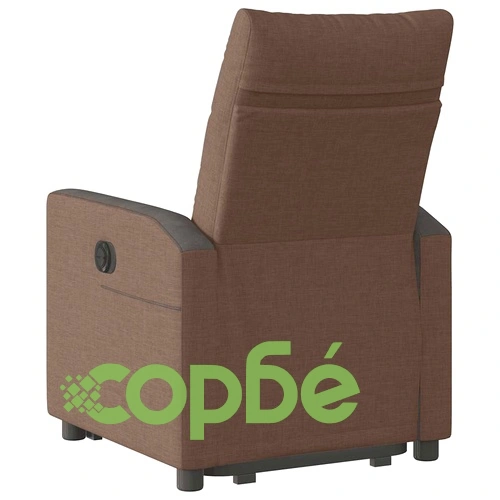 Електрически изправящ реклайнер стол, кафяв, текстил ➤ топ цена ➤ sorbe.bg