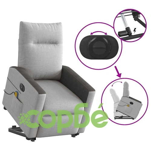 Електрически изправящ масажен реклайнер стол облачносив текстил ➤ топ цена ➤ sorbe.bg