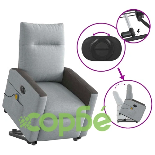 Електрически изправящ масажен реклайнер стол светлосив текстил ➤ топ цена ➤ sorbe.bg