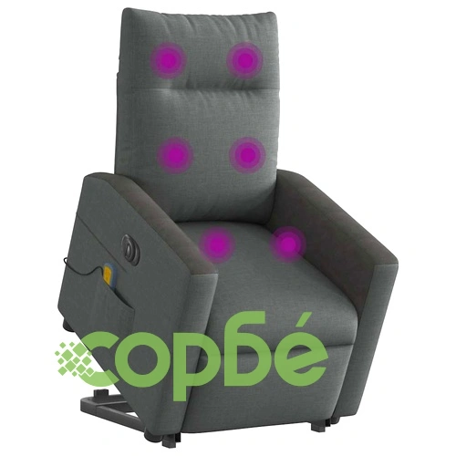 Електрически изправящ масажен реклайнер стол тъмносив текстил ➤ топ цена ➤ sorbe.bg