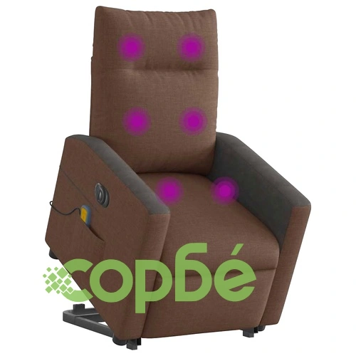 Електрически изправящ масажен реклайнер стол кафяв текстил ➤ топ цена ➤ sorbe.bg