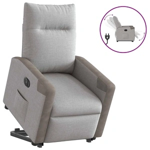 Електрически изправящ реклайнер стол, облачно сив, текстил