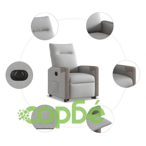 Електрически изправящ реклайнер стол, облачно сив, текстил ➤ топ цена ➤ sorbe.bg