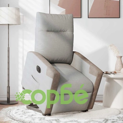 Електрически изправящ реклайнер стол, облачно сив, текстил ➤ топ цена ➤ sorbe.bg