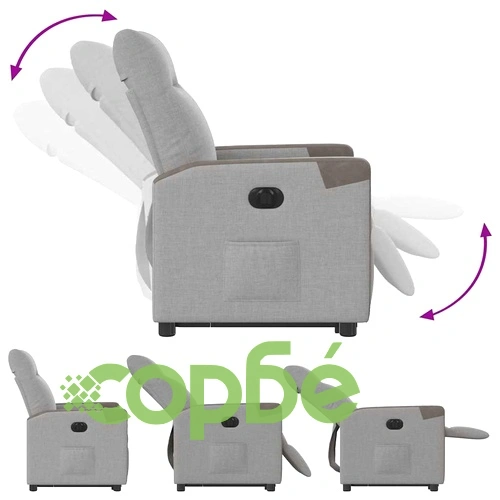 Електрически изправящ реклайнер стол, облачно сив, текстил ➤ топ цена ➤ sorbe.bg