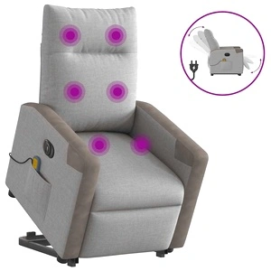 Електрически изправящ масажен реклайнер стол облачносив текстил