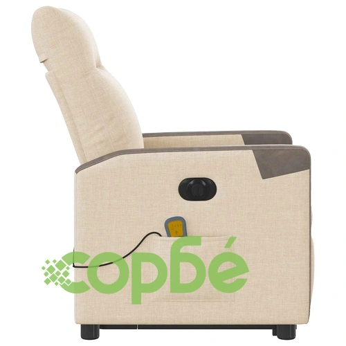 Електрически изправящ масажен реклайнер стол кремав текстил ➤ топ цена ➤ sorbe.bg