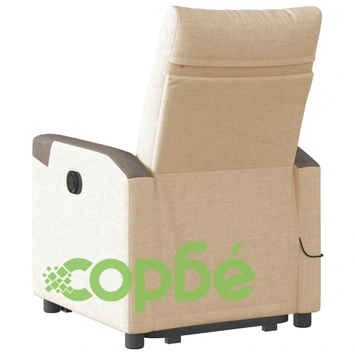 Електрически изправящ масажен реклайнер стол кремав текстил ➤ топ цена ➤ sorbe.bg