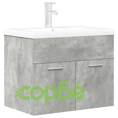 Шкаф за мивка за баня с вградена мивка и смесител Бетон сив ➤ топ цена ➤ sorbe.bg