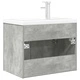 Шкаф за мивка за баня с вградена мивка и смесител Бетон сив