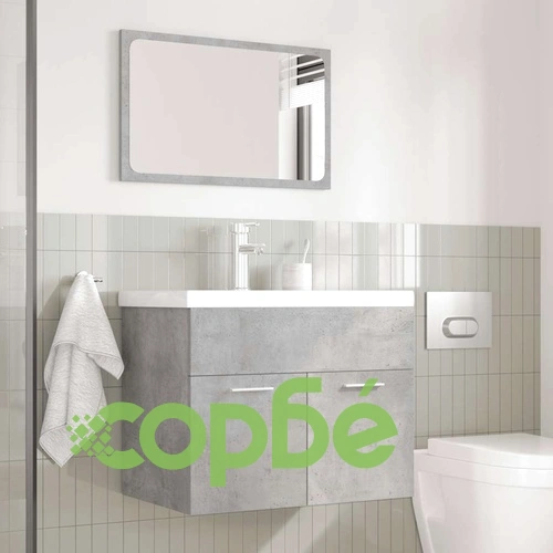 Комплект мебели за баня от 3 части бетонно сив инженерно дърво ➤ топ цена ➤ sorbe.bg