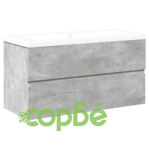 Комплект мебели за баня от 2 части бетонно сив инженерно дърво ➤ топ цена ➤ sorbe.bg