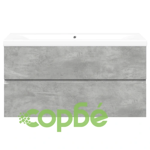 Комплект мебели за баня от 2 части бетонно сив инженерно дърво ➤ топ цена ➤ sorbe.bg