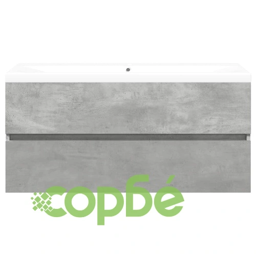 Комплект мебели за баня от 2 части бетонно сив инженерно дърво ➤ топ цена ➤ sorbe.bg