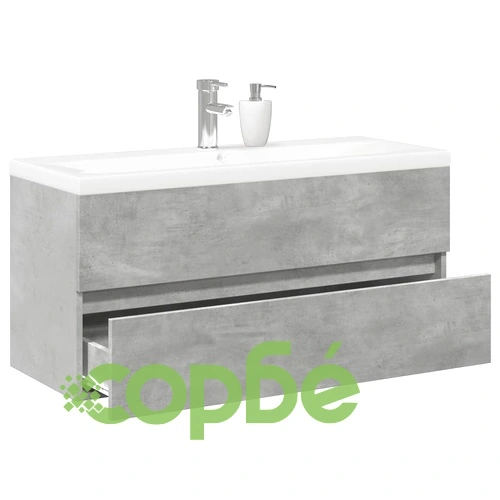 Комплект мебели за баня от 2 части бетонно сив инженерно дърво ➤ топ цена ➤ sorbe.bg