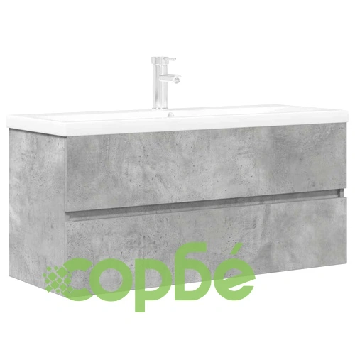 Комплект мебели за баня от 2 части бетонно сив инженерно дърво ➤ топ цена ➤ sorbe.bg