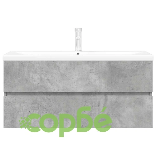 Комплект мебели за баня от 2 части бетонно сив инженерно дърво ➤ топ цена ➤ sorbe.bg