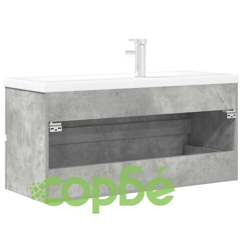 Комплект мебели за баня от 2 части бетонно сив инженерно дърво ➤ топ цена ➤ sorbe.bg