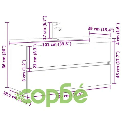 Комплект мебели за баня от 2 части бетонно сив инженерно дърво ➤ топ цена ➤ sorbe.bg