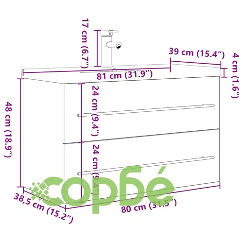 Комплект мебели за баня от 2 части бетонно сив инженерно дърво ➤ топ цена ➤ sorbe.bg