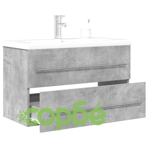 Комплект мебели за баня от 2 части бетонно сив инженерно дърво ➤ топ цена ➤ sorbe.bg