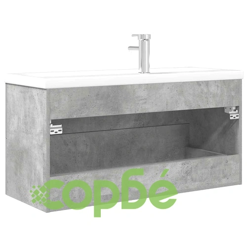 Комплект мебели за баня от 2 части бетонно сив инженерно дърво ➤ топ цена ➤ sorbe.bg