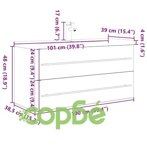 Комплект мебели за баня от 2 части бетонно сив инженерно дърво ➤ топ цена ➤ sorbe.bg