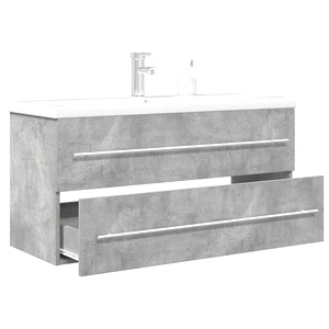 Комплект мебели за баня от 2 части бетонно сив инженерно дърво