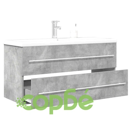 Комплект мебели за баня от 2 части бетонно сив инженерно дърво ➤ топ цена ➤ sorbe.bg