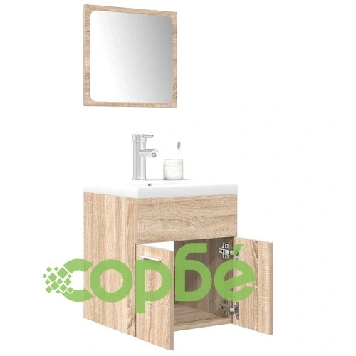 Комплект шкафове за баня от 3 части дъб сонома инженерно дърво ➤ топ цена ➤ sorbe.bg