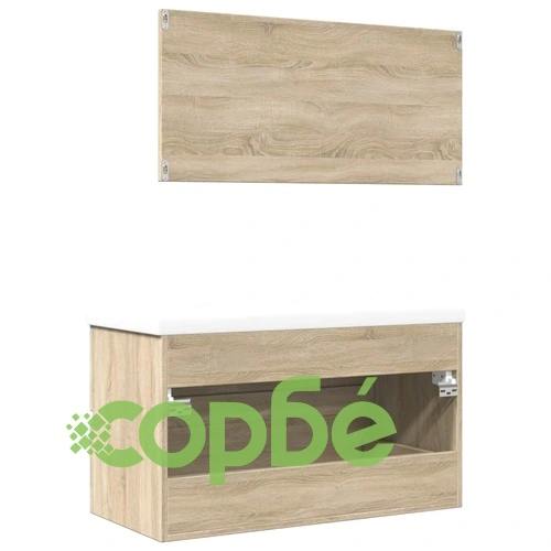 Комплект шкафове за баня от 3 части дъб сонома инженерно дърво ➤ топ цена ➤ sorbe.bg