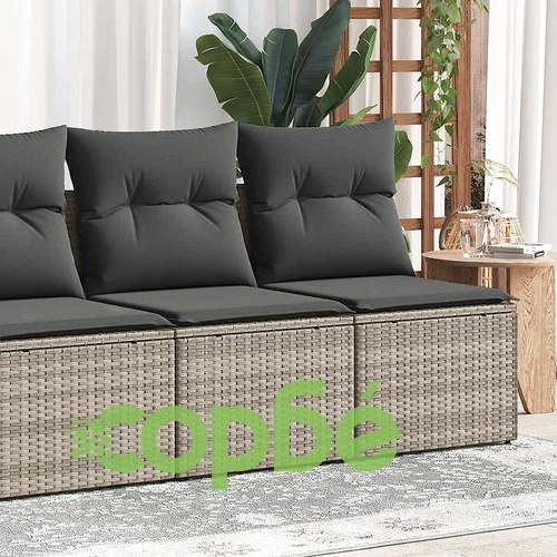 Градински комплект с възглавници 2 части светлосив полиратан ➤ топ цена ➤ sorbe.bg