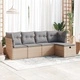 Градински комплект диван с възглавници 5 части бежов полиратан