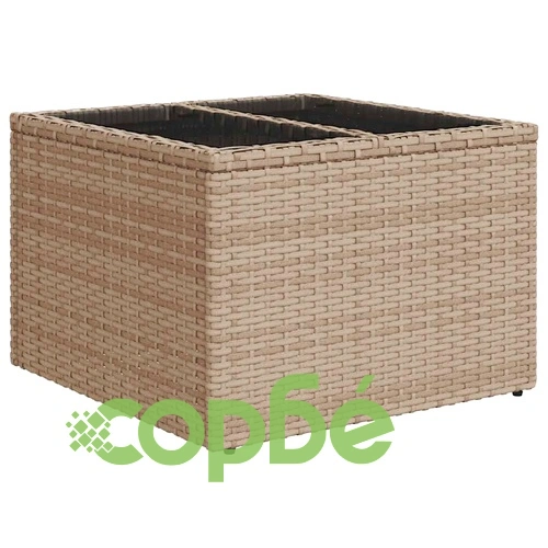 Градински диван с възглавници, 7 части, бежов полиратан ➤ топ цена ➤ sorbe.bg